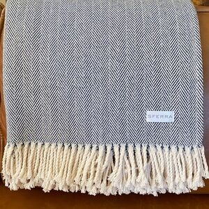 SFERRA Herringbone 100% Cotton Throw Blanket